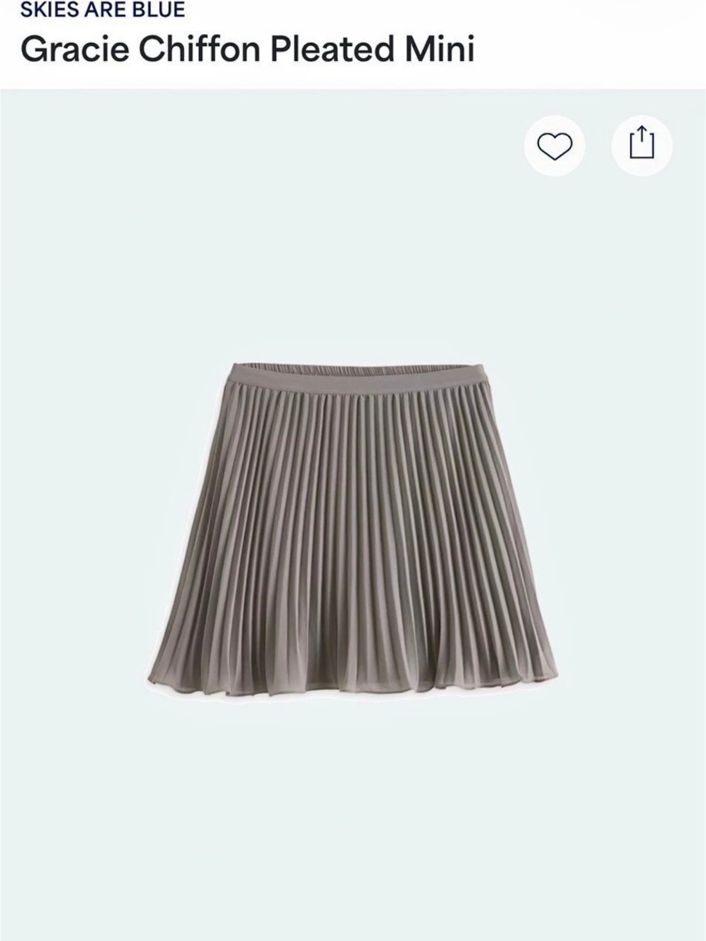 NWT Skies Are Blue Gracie Chiffon Pleated Mini Skirt Brown Sz L